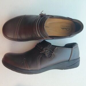 Clarks Women's Cheyn Mad Brown Leather Casual Shoes‎ Size 9.5 Wide